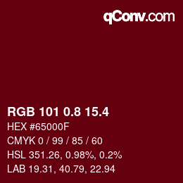 カラーコード: RGB 101 0.8 15.4 | qconv.com
