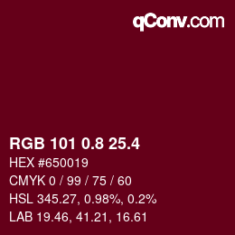 カラーコード: RGB 101 0.8 25.4 | qconv.com
