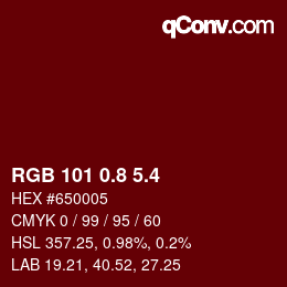 カラーコード: RGB 101 0.8 5.4 | qconv.com