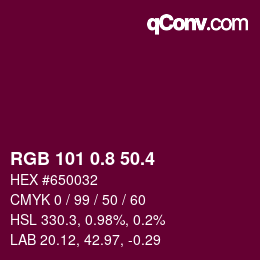 カラーコード: RGB 101 0.8 50.4 | qconv.com