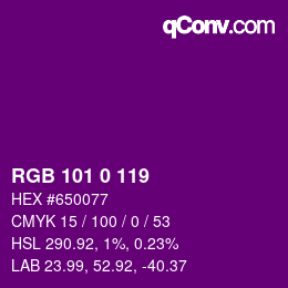 Color code: RGB 101 0 119 | qconv.com
