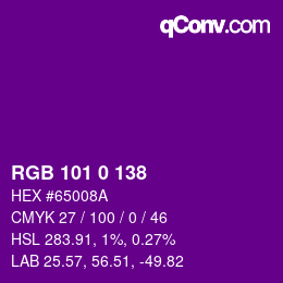 Color code: RGB 101 0 138 | qconv.com