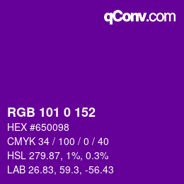 Color code: RGB 101 0 152 | qconv.com
