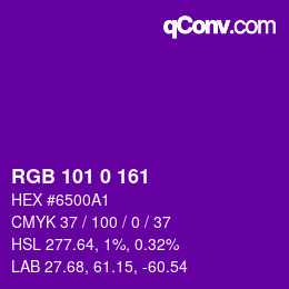 Color code: RGB 101 0 161 | qconv.com