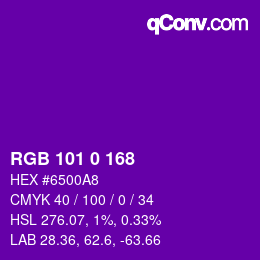 Color code: RGB 101 0 168 | qconv.com