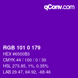 Color code: RGB 101 0 179 | qconv.com