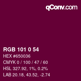 Color code: RGB 101 0 54 | qconv.com