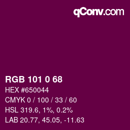 颜色代码: RGB 101 0 68 | qconv.com