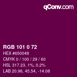 Color code: RGB 101 0 72 | qconv.com