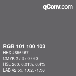 Color code: RGB 101 100 103 | qconv.com