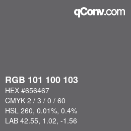 カラーコード: RGB 101 100 103 | qconv.com