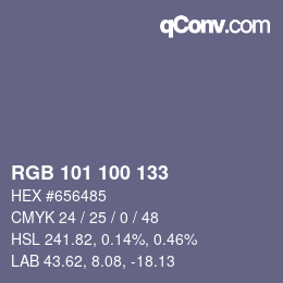 Color code: RGB 101 100 133 | qconv.com