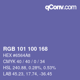 Color code: RGB 101 100 168 | qconv.com