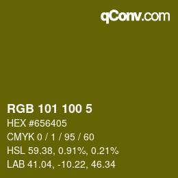 Color code: RGB 101 100 5 | qconv.com