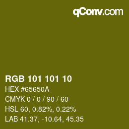 Color code: RGB 101 101 10 | qconv.com