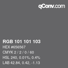 Color code: RGB 101 101 103 | qconv.com