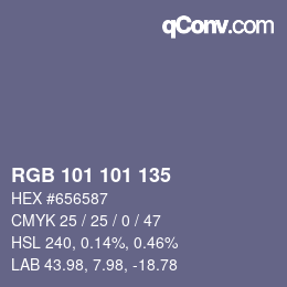 Color code: RGB 101 101 135 | qconv.com