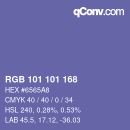 Color code: RGB 101 101 168 | qconv.com