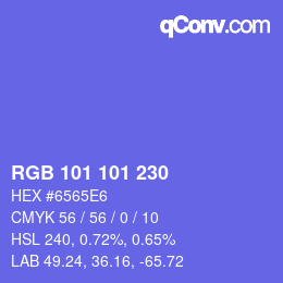 カラーコード: RGB 101 101 230 | qconv.com