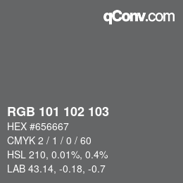 Farbcode: RGB 101 102 103 | qconv.com