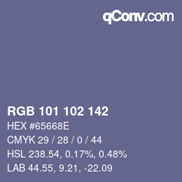 Color code: RGB 101 102 142 | qconv.com