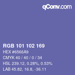 Color code: RGB 101 102 169 | qconv.com