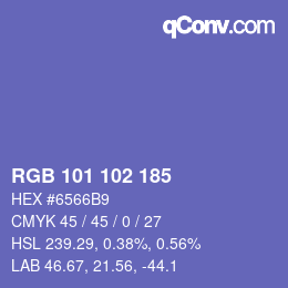 Color code: RGB 101 102 185 | qconv.com