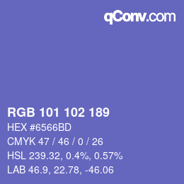 Color code: RGB 101 102 189 | qconv.com