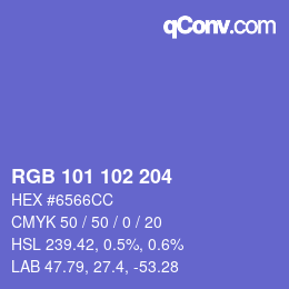 Color code: RGB 101 102 204 | qconv.com