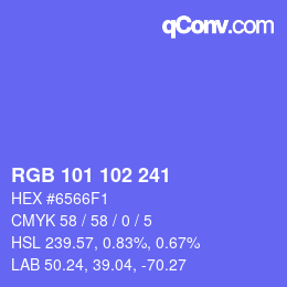 Color code: RGB 101 102 241 | qconv.com