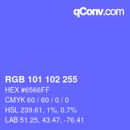 Color code: RGB 101 102 255 | qconv.com