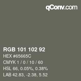 カラーコード: RGB 101 102 92 | qconv.com