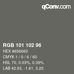 Color code: RGB 101 102 96 | qconv.com