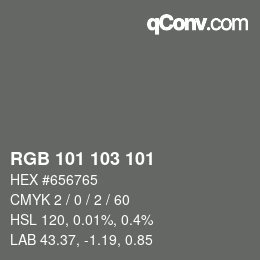 Farbcode: RGB 101 103 101 | qconv.com