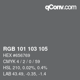 カラーコード: RGB 101 103 105 | qconv.com