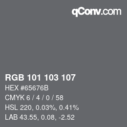Color code: RGB 101 103 107 | qconv.com
