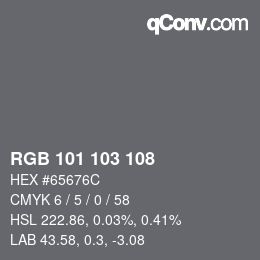 Code couleur: RGB 101 103 108 | qconv.com