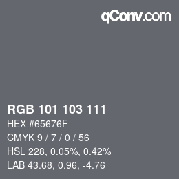 Color code: RGB 101 103 111 | qconv.com