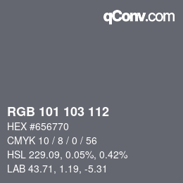 Color code: RGB 101 103 112 | qconv.com