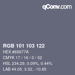カラーコード: RGB 101 103 122 | qconv.com