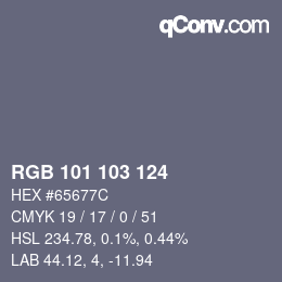 Color code: RGB 101 103 124 | qconv.com