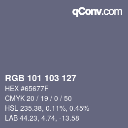Color code: RGB 101 103 127 | qconv.com