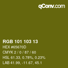 Color code: RGB 101 103 13 | qconv.com