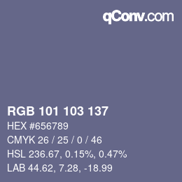 Color code: RGB 101 103 137 | qconv.com