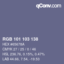 Color code: RGB 101 103 138 | qconv.com