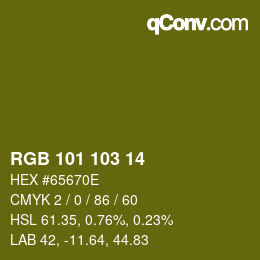 Color code: RGB 101 103 14 | qconv.com