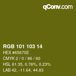 カラーコード: RGB 101 103 14 | qconv.com