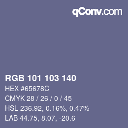 Color code: RGB 101 103 140 | qconv.com