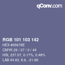 Color code: RGB 101 103 142 | qconv.com