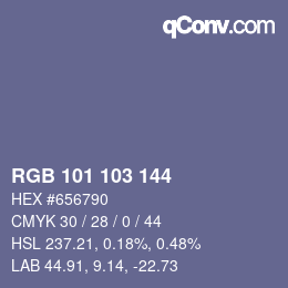 Color code: RGB 101 103 144 | qconv.com